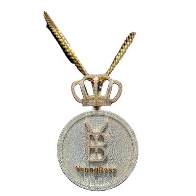 China Number letter...New hip hop scale large letter crown head buckle round pendant hiphop personality pendant necklace for sale