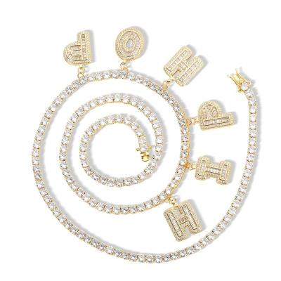 China Number letter...Creative hip hop decoration buckle circle buckle rock sugar letter DIY splicing tennis chain necklace for sale