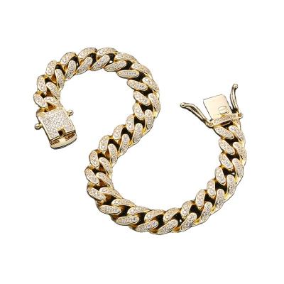 China Custom Miami Cuban Link Chain Bracelet Hip Hop Environmental Friendly Jewelry Bracelet For Women Diamond Iced Out Choker Bracelet for sale