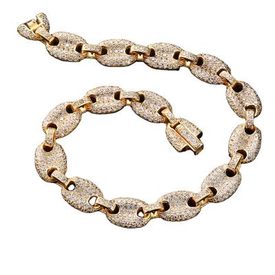 China Environmentally Friendly CZ Iced Out Jewelry Diamond Gold Bracelet For Men Chain Bracelet Luxury Diamond Gold Men Bangle Hand for sale