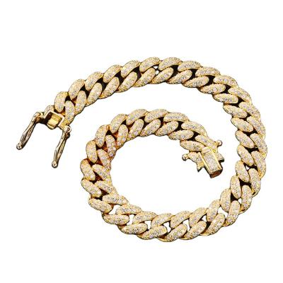 China Environmental Friendly 925 Silver CZ Diamond Bracelet Micro Pave 5A CZ Hip Hop Men Punk Design Big Heavy Cuban Chain Bracelet for sale