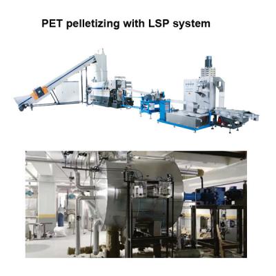 China Industrial PET Flakes Pelletizing Machine 1000kg/Hr Pet Recycling Line met LSP systeem Te koop