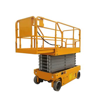 China Hotels 6m 8m 10m 12m 14m Ce Iso Hydraulic Mobile Aerial Scissor Lift Platform For Aerial Work  Movable Electric Man Lift for sale