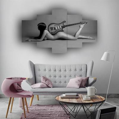 China New Classic/Postmodern 5 Pieces HD Print Abstract Wall Art Canvas Painting Woman Guitar Wall Picture Print Poster For Living Room Decor for sale