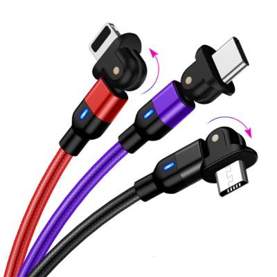 China With LED Indicator USB Type C Data Cable 3A Fast Charging Wire For Samsung Huawei 180 Mobile Phone Data Rotating Cord USB C for sale