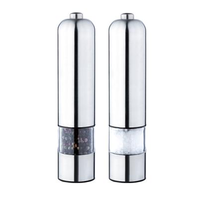 China Sustainable Automatic Battery Operated Spice Mills Electric Stainless Steel Salt and Pepper Grinder with Light for sale