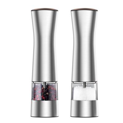 China Durable High Quality Stainless Steel Ceramic Core Spice Salt and Pepper Grinder Automatic Electric Grinder Set for sale