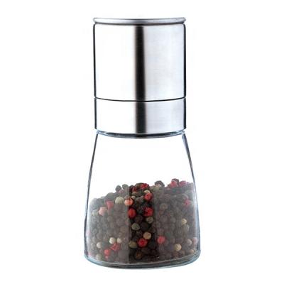 China Cheap Viable Kitchen Glass Manual Spice Sale Stainless Steel Salt Grinder Ceramic Salt and Pepper Grinder Set for sale