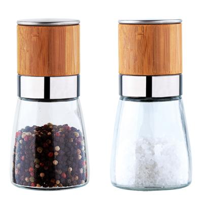 China Sustainable Manual Spice Salt And Pepper Mill With Bamboo Lid for sale