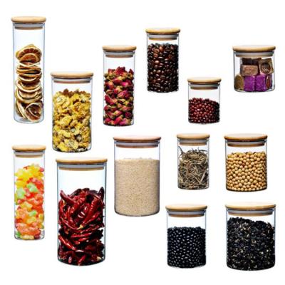 China High Quality Airtight Safe Storage Jar High Quality Borosilicate 8oz Jar Food Freshness Glass Food Storage Containers With Bamboo Lids for sale