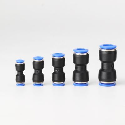 China Building Material Shops Insert Gas Pipe Connector PU4/6/8/10/12/14/16mm Pneumatic Straight Quick Plastic Two Way Connector for sale