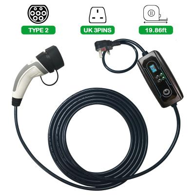 China Wholesale High Quality 2022 Screen Display TYPE - 2 EV Charger 16A With 5M Cable UK Plug for sale