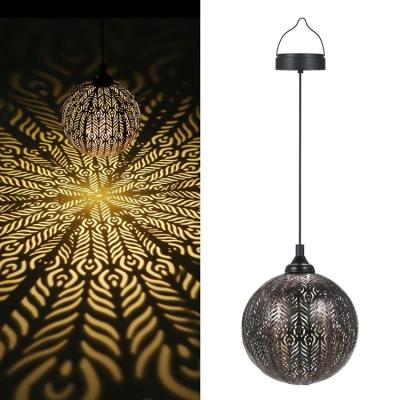 China Outdoor Hanging Garden Lantern Solar Light Lamp IP44 LED Round Ball Water Resistant Lantern for Patio Balcony Yard for sale