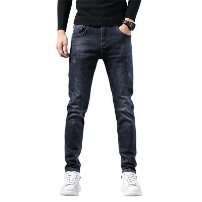 China 2021 new QUICK DRY custom made cotton elastic slim straight denim pants washed fashon waist quality mens distressed jeans for sale