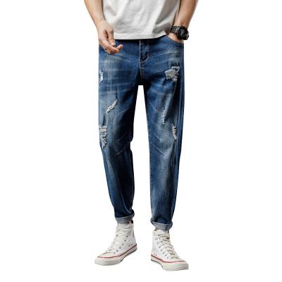 China QUICK DRY fashion distressed stretch denim pants boys bottoms custom wholesales cotton plus size ripped harem mens jeans for sale