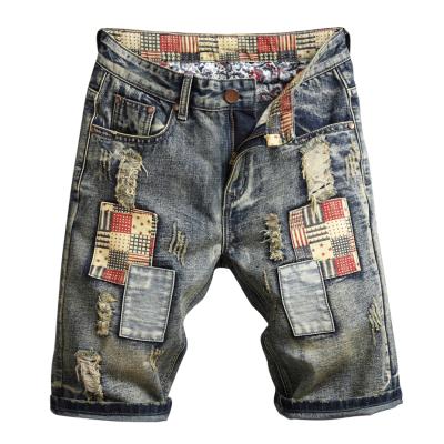 China Factory wholesale fashion QUICK DRY distressed plus size summer denim pants half ripped casual jeans blue mens jeans shorts for sale