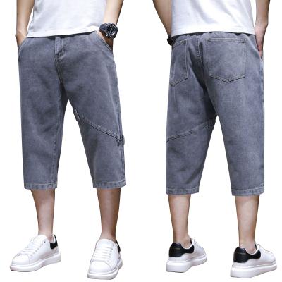 China Summer QUICK DRY wholesale thin fabric fashion cool denim cropped pants custom design cotton plus size loose mens jeans shorts for sale