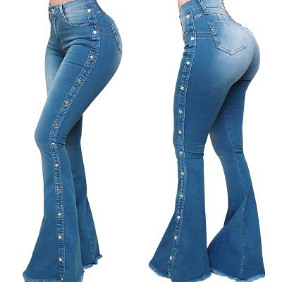 China Fashion QUICK DRY Skinny Elastic Denim Pants Woman Custom High Waist Stretch Washed Rocket Pants Womens Jeans for sale