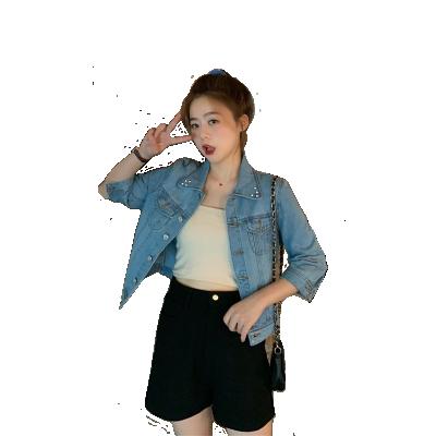 China Guangzhou OEM Custom Wholesale Women's QUICK DRY Denim Loose Coat Jean Jacket For Lady for sale