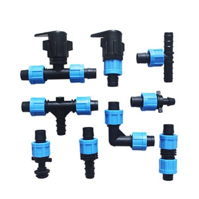 China Agricultural Line Irrigation System Emitter Strip 16mm Drip Irrigation Farmland Irrigation System Flat Drip Fittings Elbow Connector for sale