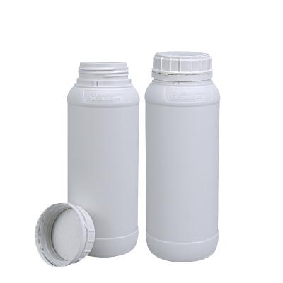 China Liquid storage and transportion HDPE bottle 1000ml thick round cap Anti-corrosion Anti-seepage fluorinated white plastic bottle for sale