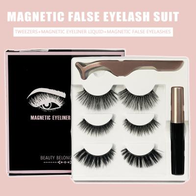 China Mutilayer/Natural Looking/3Deffect 5pairs Magnetic Eyelashes Suit With Eyeliner Tweezers And Liquid Customized Wrapping Fluffy Natural Style for sale