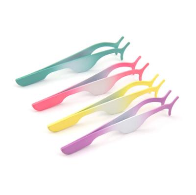 China Fashion and Comfortable Custom Logo Private Label Stainless Steel False Eyelash Tweezers Strip Eye Lash Applicator for sale