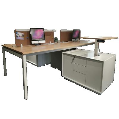 China New Arrival KL-42(Height)Adjustable Table 4 Seats Workstation Desk With Lift Side Cabinet Modern Office Furniture for sale