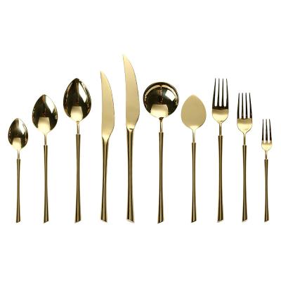 China 304 Stainless Steel (18-10) 304 Stainless Steel Flatware Cutlery Set Champagne Silverware Set Mirror Polish Ideal For Party Wedding Home Festival for sale