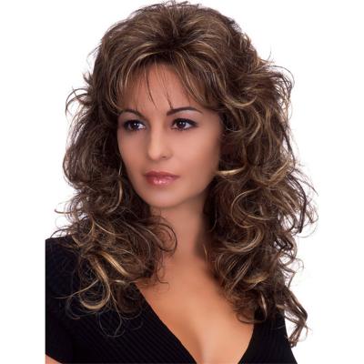 China Hot Sale Barely Shedding Soft Thick Body Wave Women's Curly Wigs Long Natural Pixie Hair High Quality Synthetic Blonde Elastic Sexy Fashionable Wig for sale