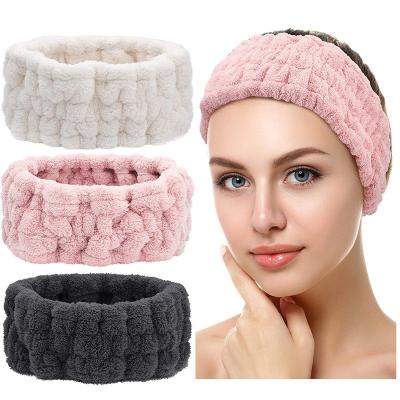 China Wholesale Fashionable Trendy Velvet Towel Fluffy Headbands Wash Head Face Band Spa Hair Band Makeup Turban Hair Band For Women for sale