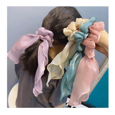 China European and American wholesale ponytail hair accessories fashion new style silk scarf hair scrunchies band for women for sale