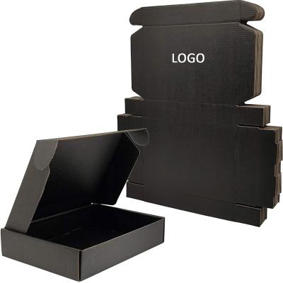 China Recyclable Custom Package Corrugated Paper Boxes Foldable Easy Shipping Black Logo Gift Packaging Cardboard for sale