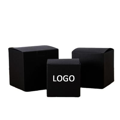 China Recyclable Custom Small Black Cardboard Folding Packing Box Gift Package Cardboard Kraft Paper Shipping Box With Logo for sale