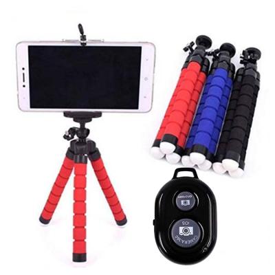 China Mini Camera Phone Holder Flexible Tripod Octopus Remote Selfie Stick Sponge Portable Anti Shake Radio Selfie Stick Remote Selfie Stick for sale