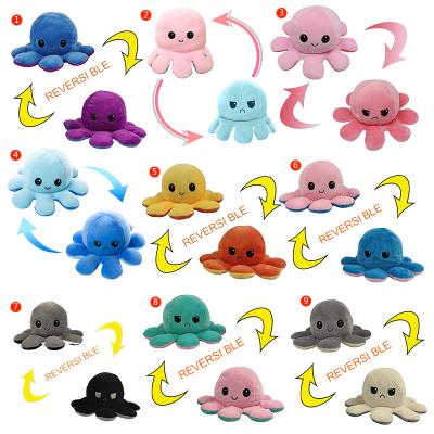 China Environmentally Friendly Soft Cute Mood Flip Happy Reversible Plush Octopus 20CM 30CM 40CM Double Colors PP Cotton Plushie Comfortable Washable Custom Octopus Toys Wholesale for sale