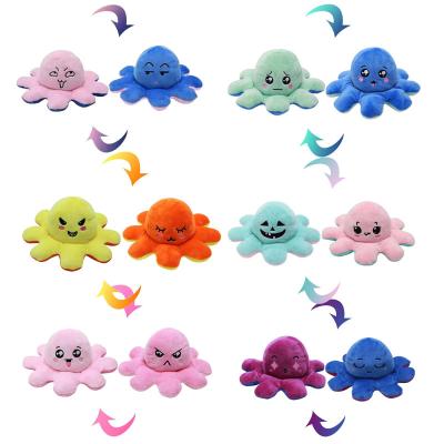 China Environmentally Friendly Soft Cute Mood Flip Happy Reversible Plush Octopus 20CM Double Colors PP Cotton Toys Wholesale Comfortable And Washable Octopus for sale