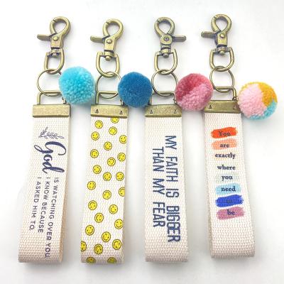 China Designer Custom Luxury Car Pendant Ball Maomao Key Chain Bracelet Graphics Printing Sublimation Ribbon Logo Key Chain for sale