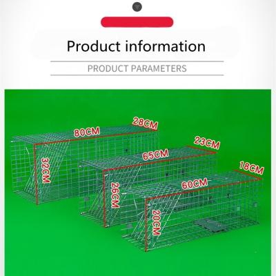 China Live Animal Cage Trap Rabbit 78*32*28cm Humanitarian Viable Cat Cage Trap for sale