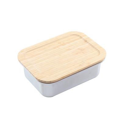 China Other Stainless Steel SUS304 Lunch Box With Lid Bamboo Food Container Kids Bento Box for sale