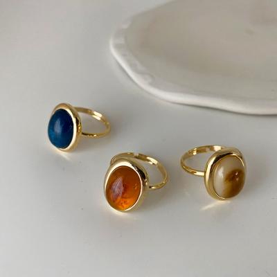 China GSOLD Vintage Resin FASHIONABLE Colorful Oval Rings Minimalist Geometric Open Adjustable Rings Women Christmas Gift Wholesale for sale