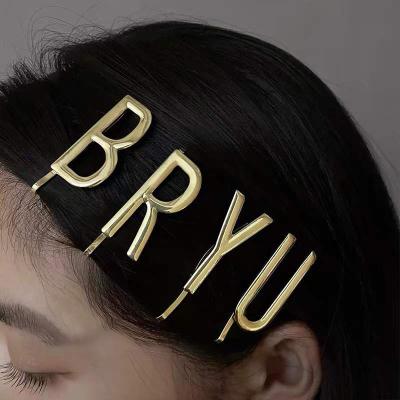 China Simple ALLOY Niche Design Style BRYU Letters English Hair Clips Hair Slings Sets Women Metal Hair Clip Fashion Headwear Tiaras for sale