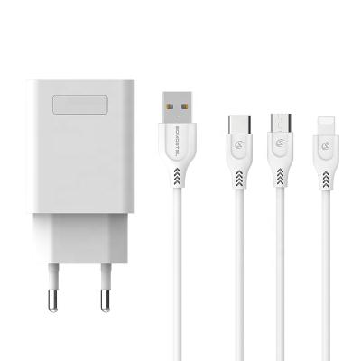 China Best Quality SMS-A75 QC3.0 18W Mobile Phone Fast Charger Adapter USB Wall Charger With Cable For iPhone EU USA Plug Standard for sale