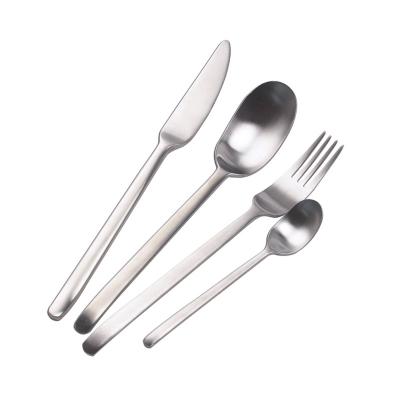 China Viable Running Stainless Steel Cutlery Set Matte Wedding Knife Fork Spoon Flatware Set for sale