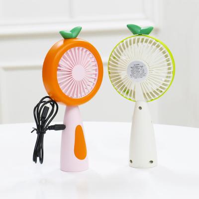 China Second Gear USB Portable Summer Small Fan Cartoon Regulation Cool Mute Fruit With Light Children Mini Handheld Fan for sale