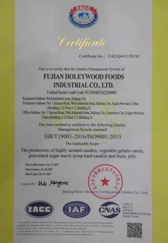 ISO9001 - Fujian Holeywood Foods Industrial Co., Ltd.