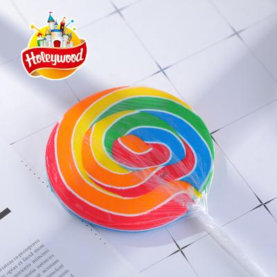 China 100g Round Flavor Rainbow Swirl Natural Lollipop Candy Soft Fruity Lollipop Hard Candy OEM for sale