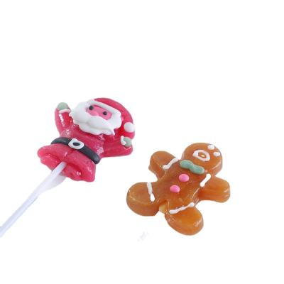 China Natural SANTA Christmas candy and 45G GINGERBREAD MAN hard candy fruity flavor box OEM lollipop for sale