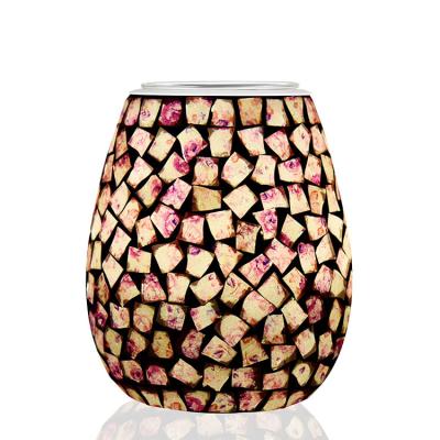 China Wholesale Home Spa Restaurant Hotel Style Mosaic Glass Wax Melt Warmer Electric Aroma Oil Burner New With Night Light for sale