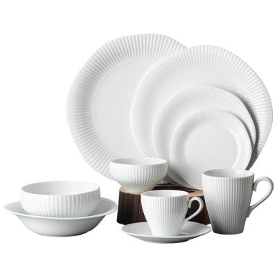 China Sustainable Collection Porcelain Dinnerware Ceramic Essential Dinnerware Sets Ceramic Dinnerware Sets for sale